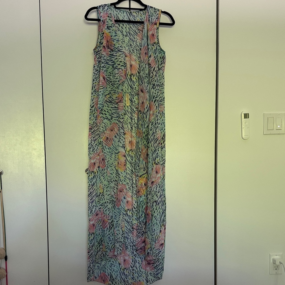 Women one size Floral Sleeveless kimono coverup vest swimwear lightweight loose